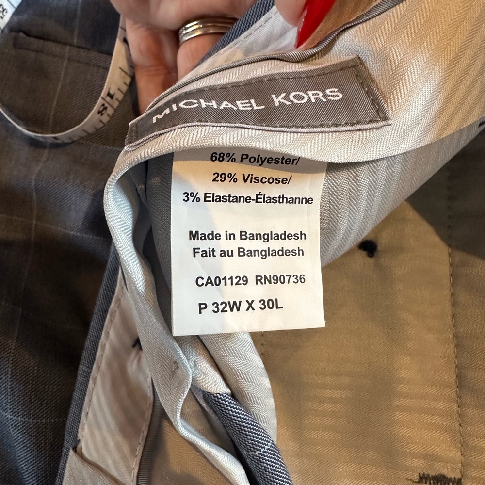 Michael Kors Men's Gray Plaid Dress Pants 32x30 - Picture 3 of 6